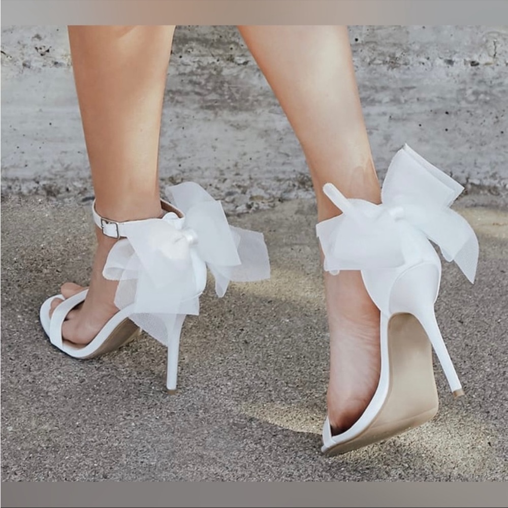 White Lulu Bow Heels